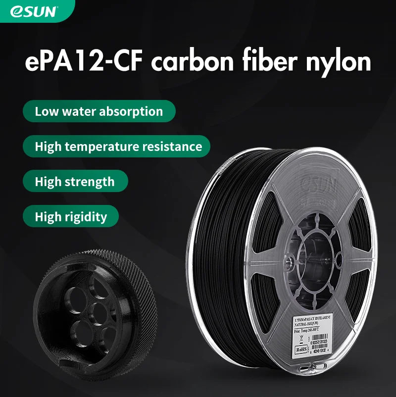 ESUN Nylon 12 Carbon Fiber Filament EPA12-CF Filament 1.75mm 3D Printer Filament 1KG 2.2LBS 3D Printing Filament For 3D Printer