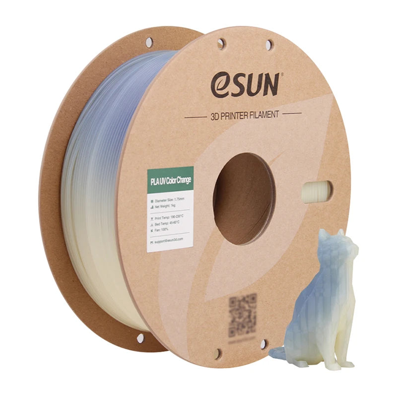 ESUN Photochromic PLA 3D Filament 1.75mm 1KG UV Color Change 3D Printer Filament for Bambu Lab Fast Printing UV Photochromic PLA