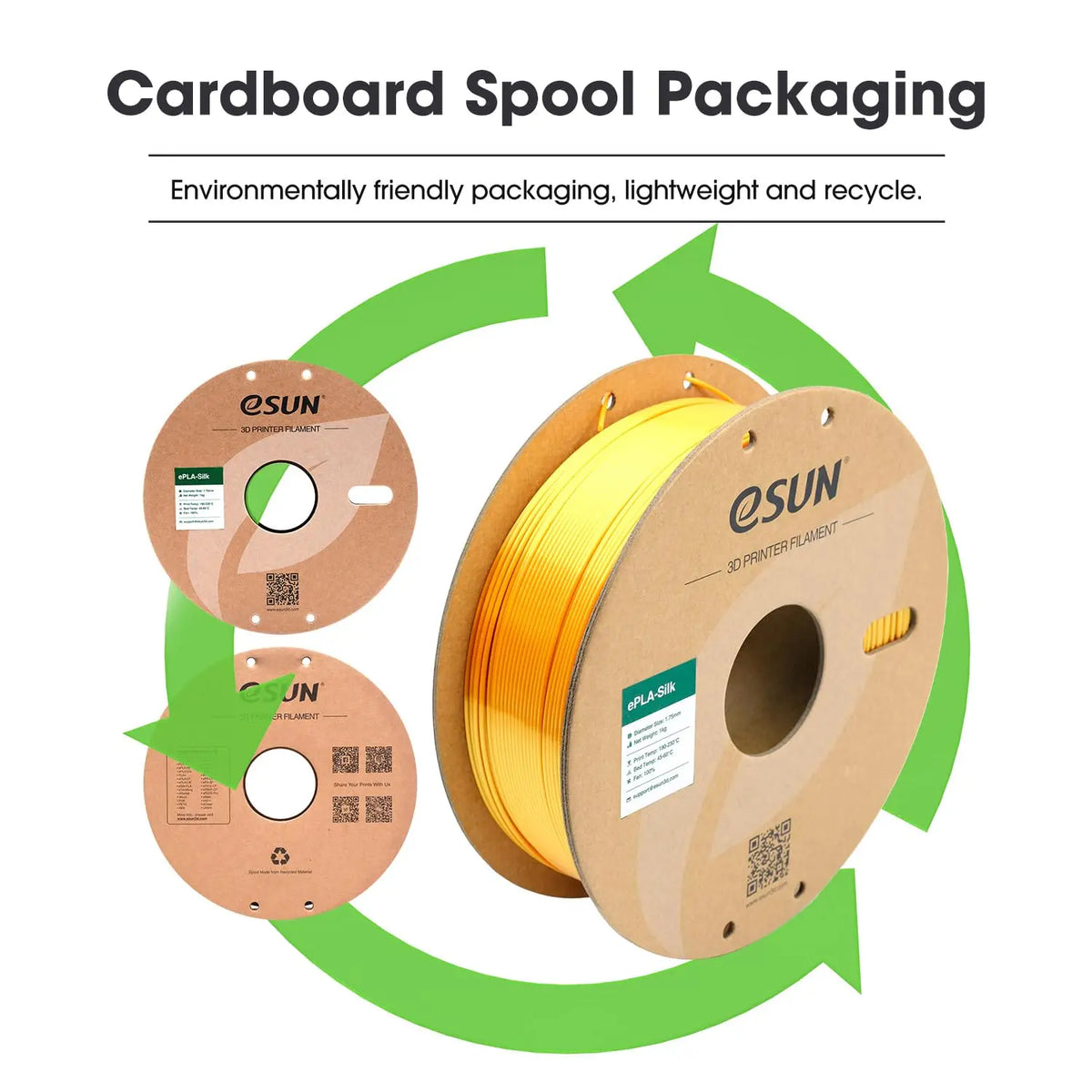 ESUN Silk PLA Filament 1.75mm Metal Silk PLA 3D Printer Filament 1KG (2.2 LBS) Spool 3D Printing Materials for 3D Printers