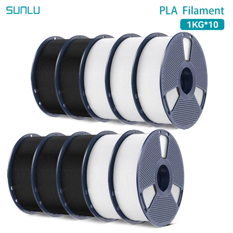 SUNLU PLA Filament 10KG 10Rolls 3D Filament 1KG/roll 1.75mm 100% Filament Lines Up Neatly For 3D Printing From US Local