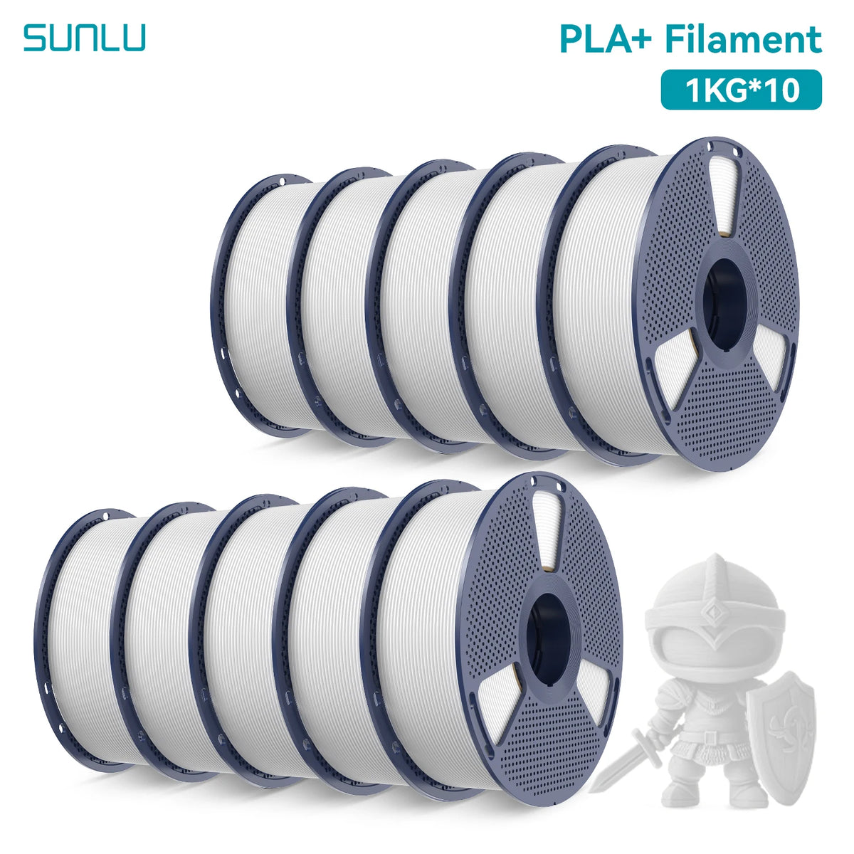 SUNLU PETG/PLA/PLA PLUS 3D Filament 1.75mm 10KG Black White Gray Tangle-Free Filament With Reusable Spool for Most FDM Printer