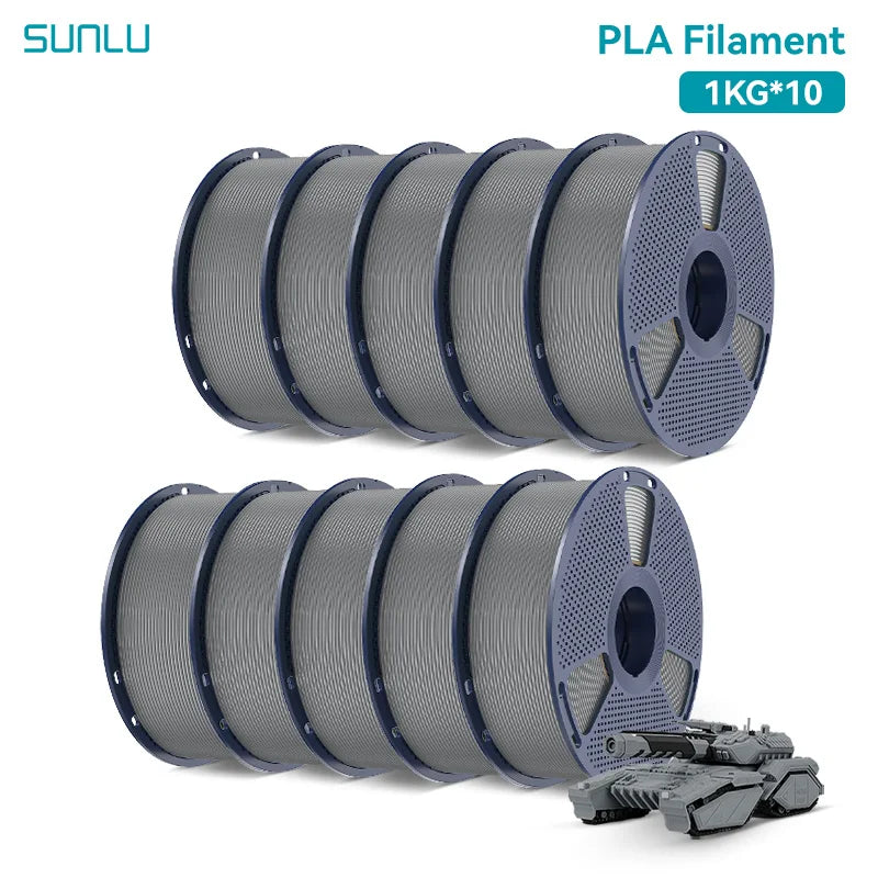 SUNLU PETG/PLA/PLA PLUS 3D Filament 1.75mm 10KG Black White Gray Tangle-Free Filament With Reusable Spool for Most FDM Printer