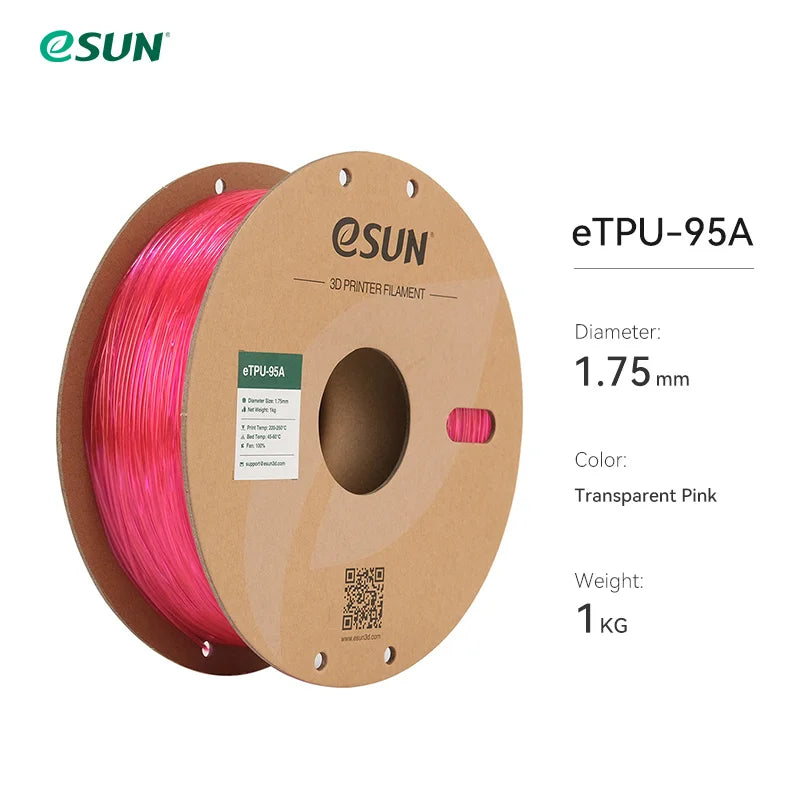 ESUN Flexible TPU Filament 1.75mm, TPU 95A 3D Printer Filament 1KG 2.2 LBS Spool 3D Printing Material For 3D Printers TPU 95A