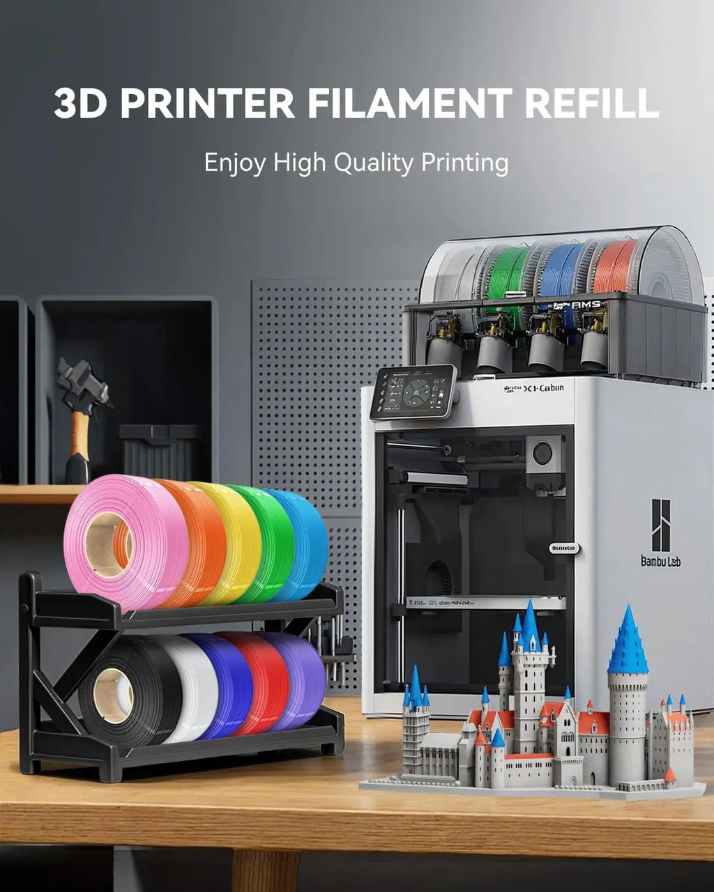 SUNLU PLA PLUS 5KG 3D Printer Filament Refill PLA+ 1.75mm 1KG,Reusable Spools Compatible With Bambu Lab A1 Printer