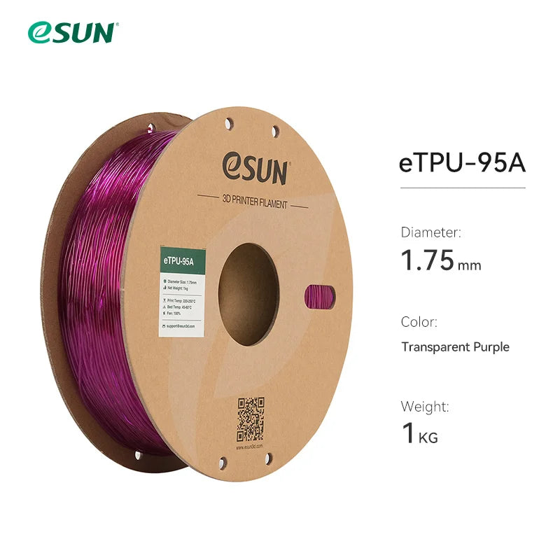 ESUN Flexible TPU Filament 1.75mm, TPU 95A 3D Printer Filament 1KG 2.2 LBS Spool 3D Printing Material For 3D Printers TPU 95A