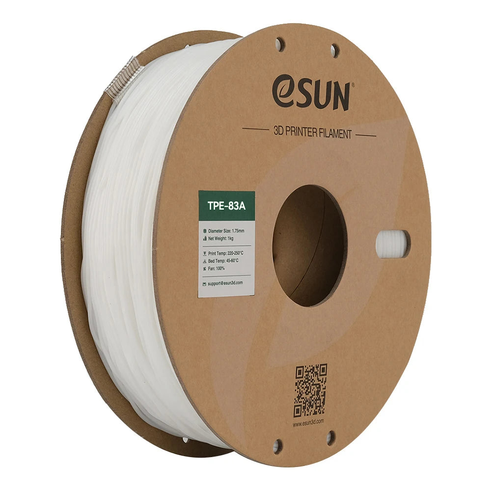 eSUN 3D Printer Flexible TPE 83A Filament 1.75mm Dimensional Accuracy +/- 0.05mm 1KG (2.2 LBS) Spool 3D Printing Material