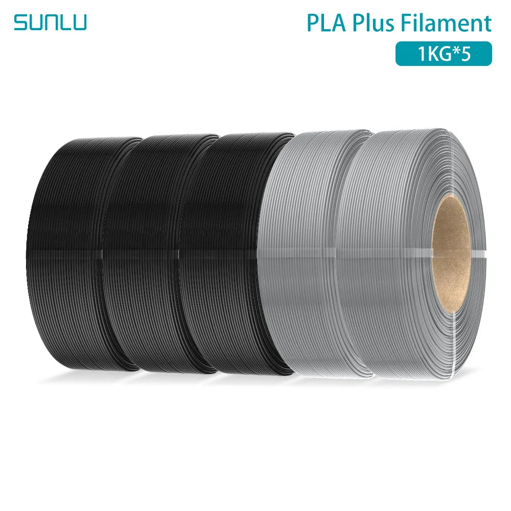 SUNLU PLA PLUS 5KG 3D Printer Filament Refill PLA+ 1.75mm 1KG,Reusable Spools Compatible With Bambu Lab A1 Printer