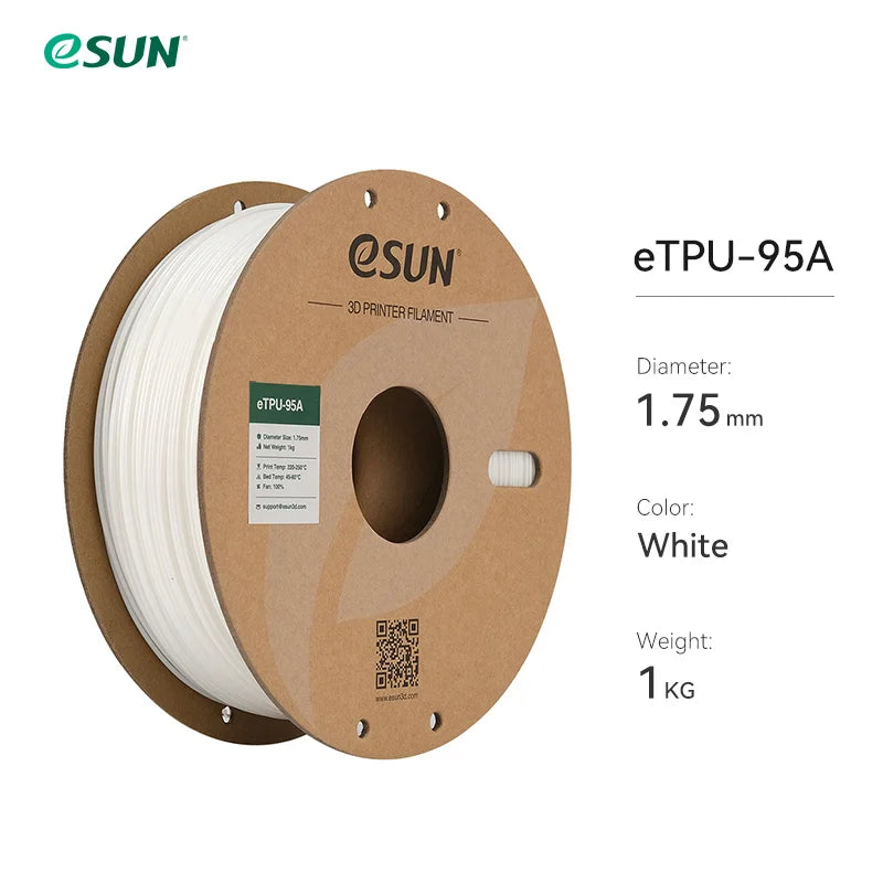 ESUN Flexible TPU Filament 1.75mm, TPU 95A 3D Printer Filament 1KG 2.2 LBS Spool 3D Printing Material For 3D Printers TPU 95A