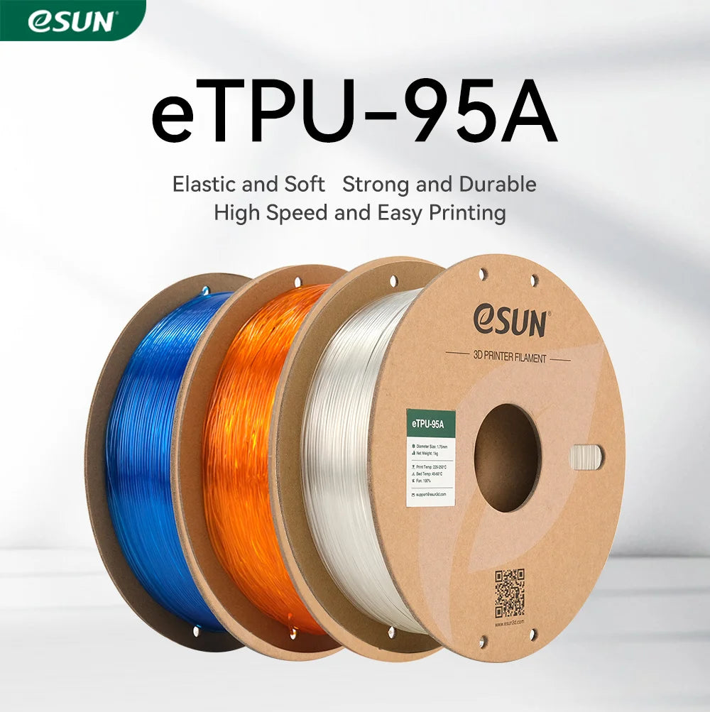 ESUN Flexible TPU Filament 1.75mm, TPU 95A 3D Printer Filament 1KG 2.2 LBS Spool 3D Printing Material For 3D Printers TPU 95A