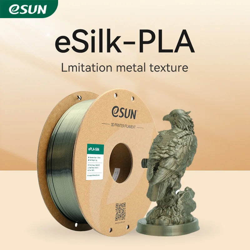 ESUN Silk PLA Filament 1.75mm Metal Silk PLA 3D Printer Filament 1KG (2.2 LBS) Spool 3D Printing Materials for 3D Printers