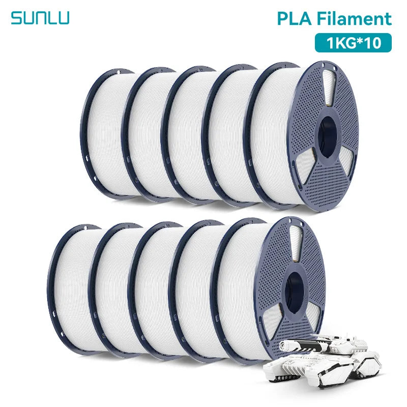 SUNLU PLA Filament 10KG 10Rolls 3D Filament 1KG/roll 1.75mm 100% Filament Lines Up Neatly For 3D Printing From US Local