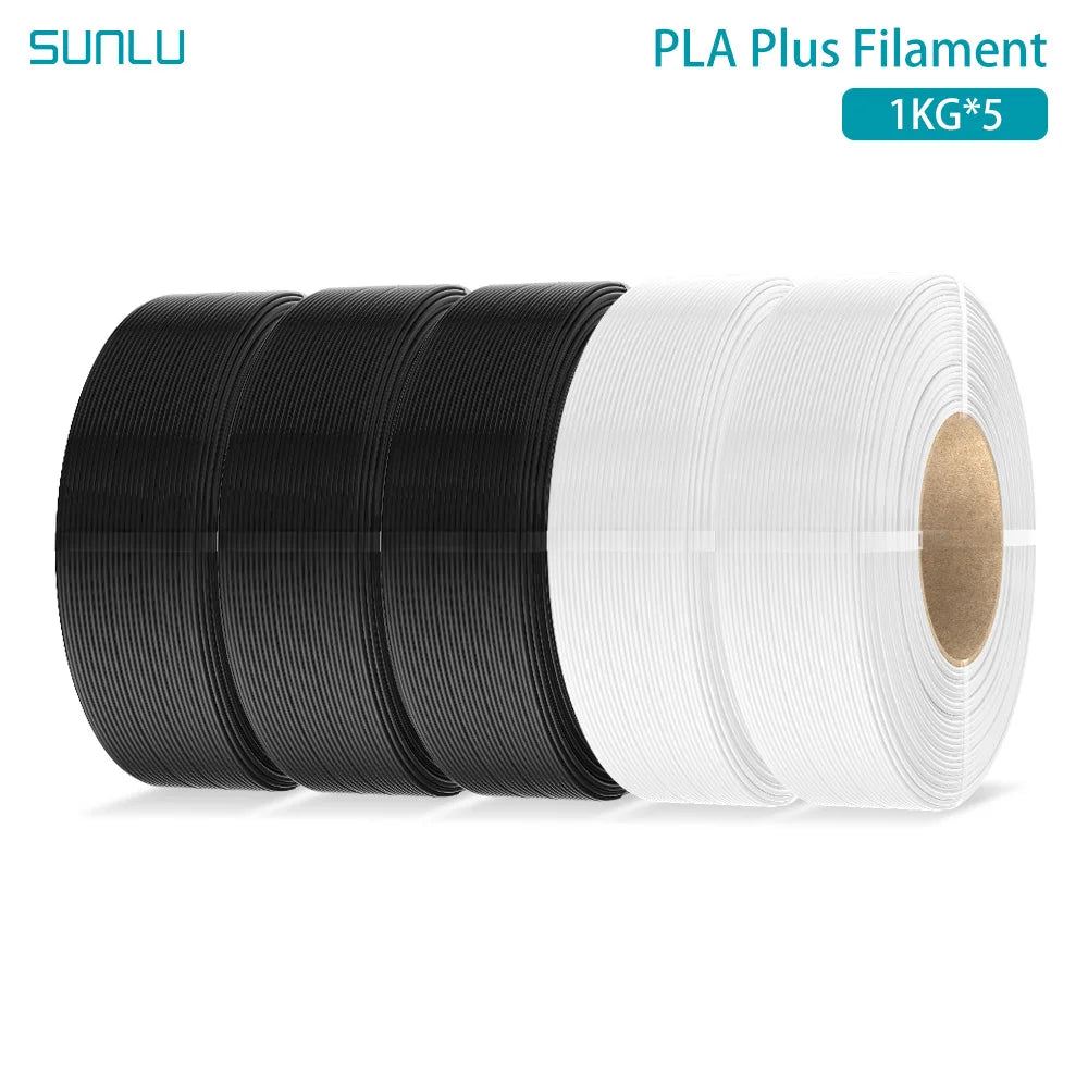 SUNLU PLA PLUS 5KG 3D Printer Filament Refill PLA+ 1.75mm 1KG,Reusable Spools Compatible With Bambu Lab A1 Printer