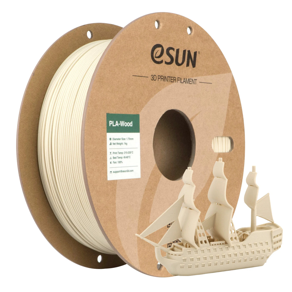ESUN 3D Printer Filaments 1.75mm Wood PLA 1KG (2.2 LBS) Spool 3D Printing Material for 3D Printers Wood PLA Filament