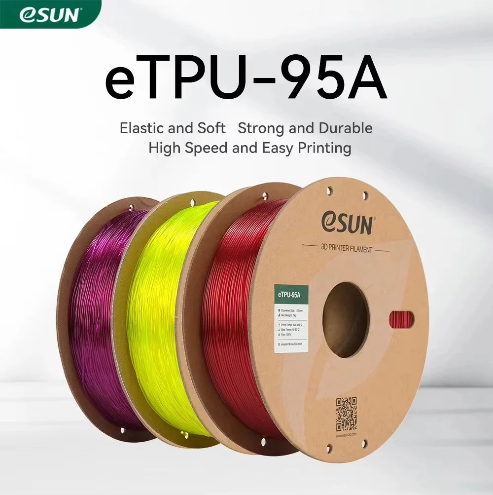 ESUN Flexible TPU Filament 1.75mm, TPU 95A 3D Printer Filament 1KG 2.2 LBS Spool 3D Printing Material TPU 95A For 3D Printers