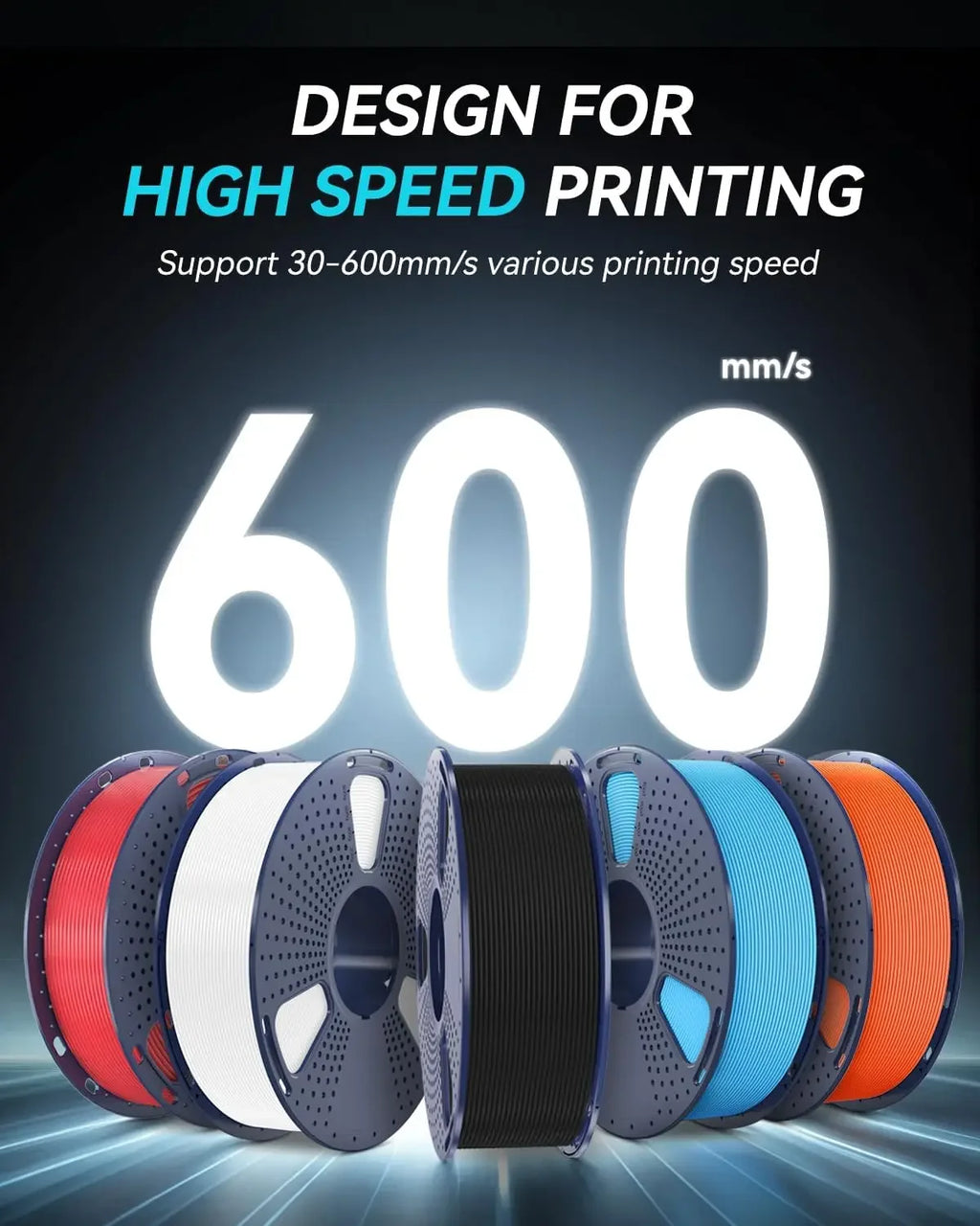 SUNLU High Speed Matte PETG 3D Filament 1.75mm High Strength 600mm/s Fast Print Matte Surface 5*1KG Spool 3D Printing Materials