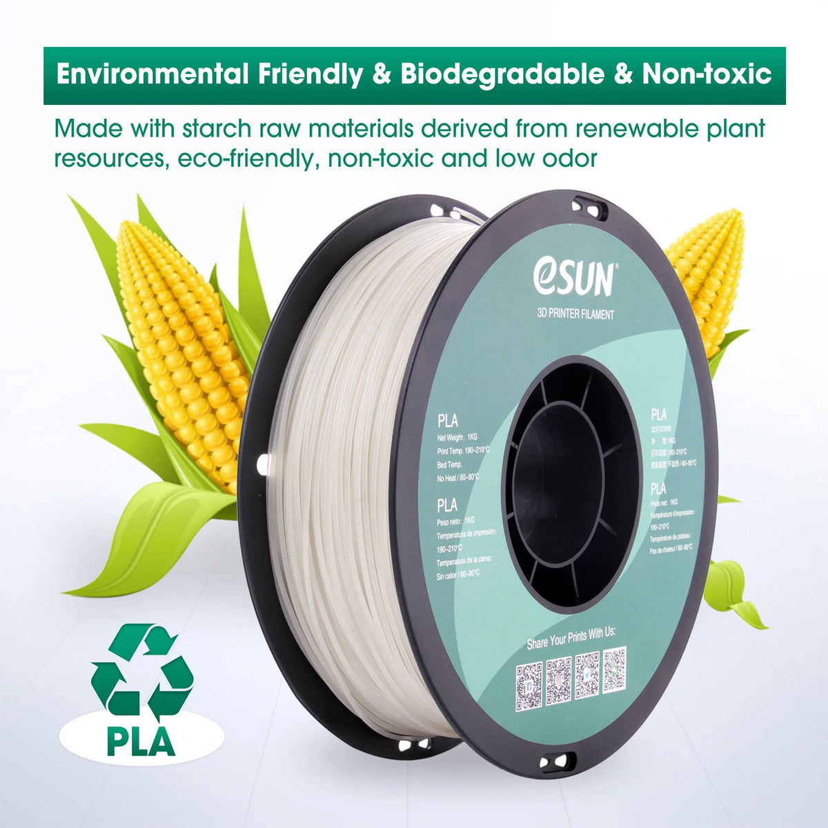 ESUN Glow in the Dark PLA Filament 1.75mm PLA 3D Printer Filament 1KG (2.2 LBS) Spool 3D Printing Material for 3D Printer