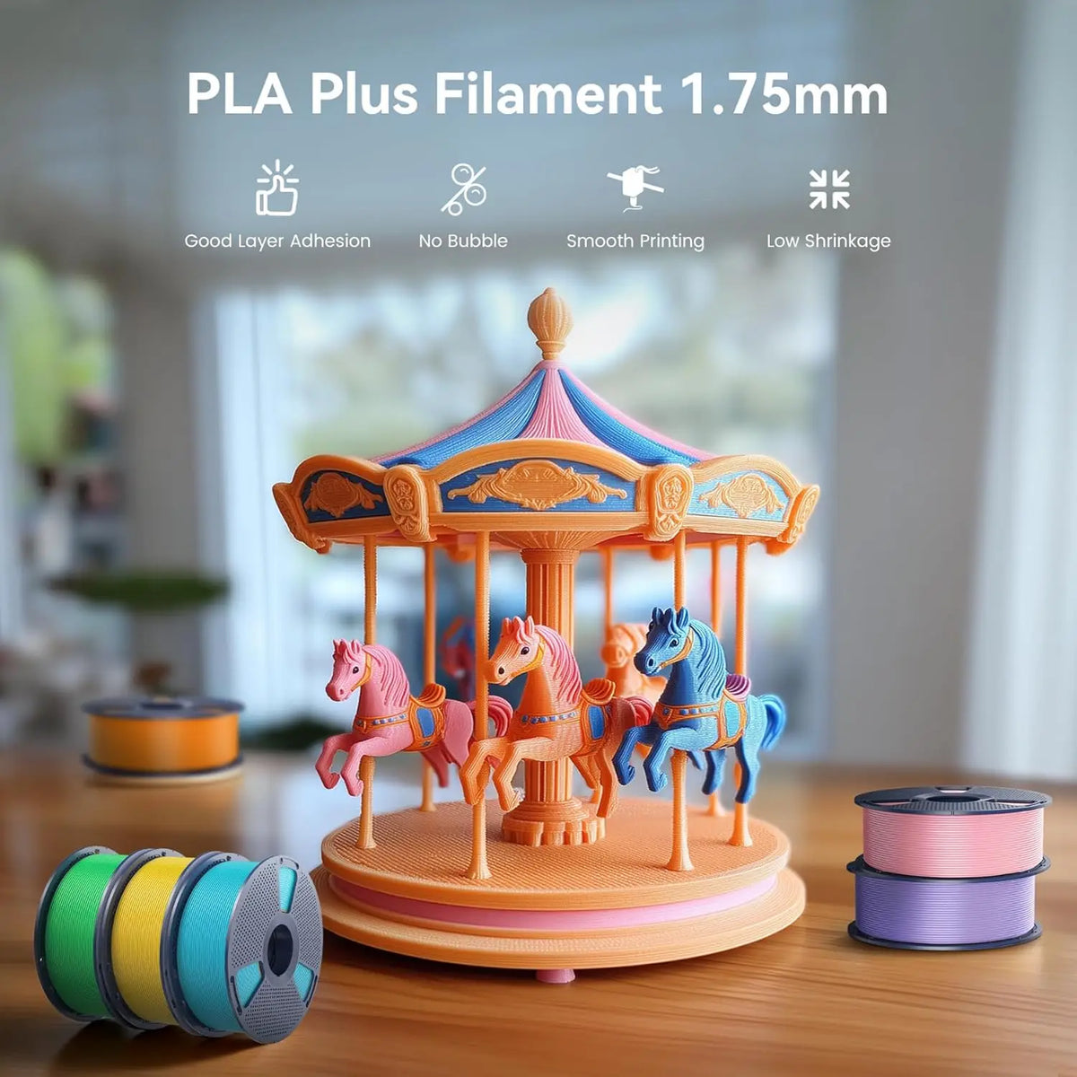 SUNLU PLA+ PLA Plus 1.75mm 3D Filament 3KG 1KG/Roll  - 300mm/s Speed, No Bubbles, ±0.02mm Accuracy, Eco Material From US Local