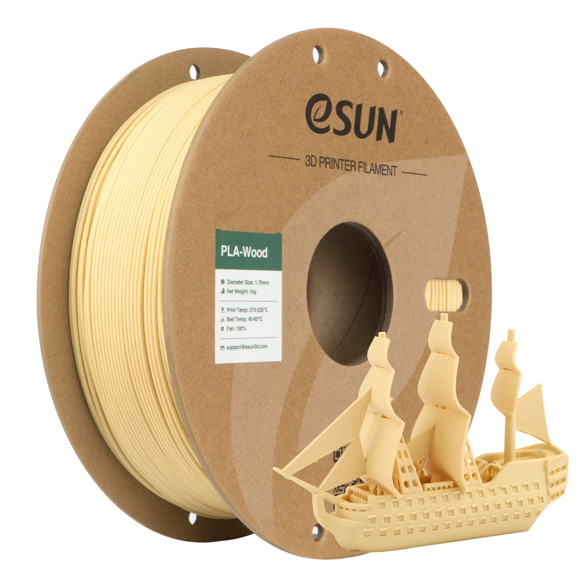ESUN 3D Printer Filaments 1.75mm Wood PLA 1KG (2.2 LBS) Spool 3D Printing Material for 3D Printers Wood PLA Filament