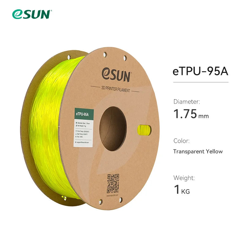 ESUN Flexible TPU Filament 1.75mm, TPU 95A 3D Printer Filament 1KG 2.2 LBS Spool 3D Printing Material For 3D Printers TPU 95A