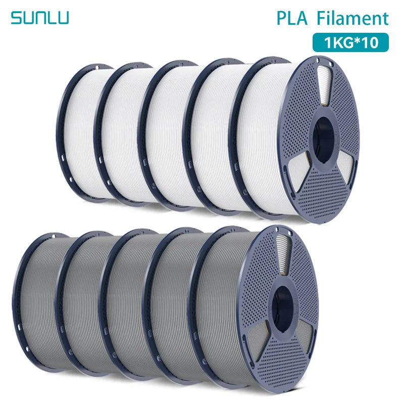 SUNLU PLA Filament 10KG 10Rolls 3D Filament 1KG/roll 1.75mm 100% Filament Lines Up Neatly For 3D Printing From US Local