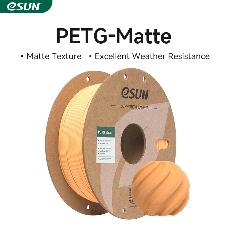 ESUN PETG Filament Matte PETG 1KG 1.75MM for Bambu Lab Upgraded PETG-Matte High Strength 3D Printing Filament for 3D Printer