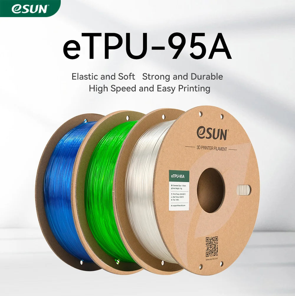 ESUN Flexible TPU Filament 1.75mm, TPU 95A 3D Printer Filament 1KG 2.2 LBS Spool 3D Printing Material TPU 95A For 3D Printers