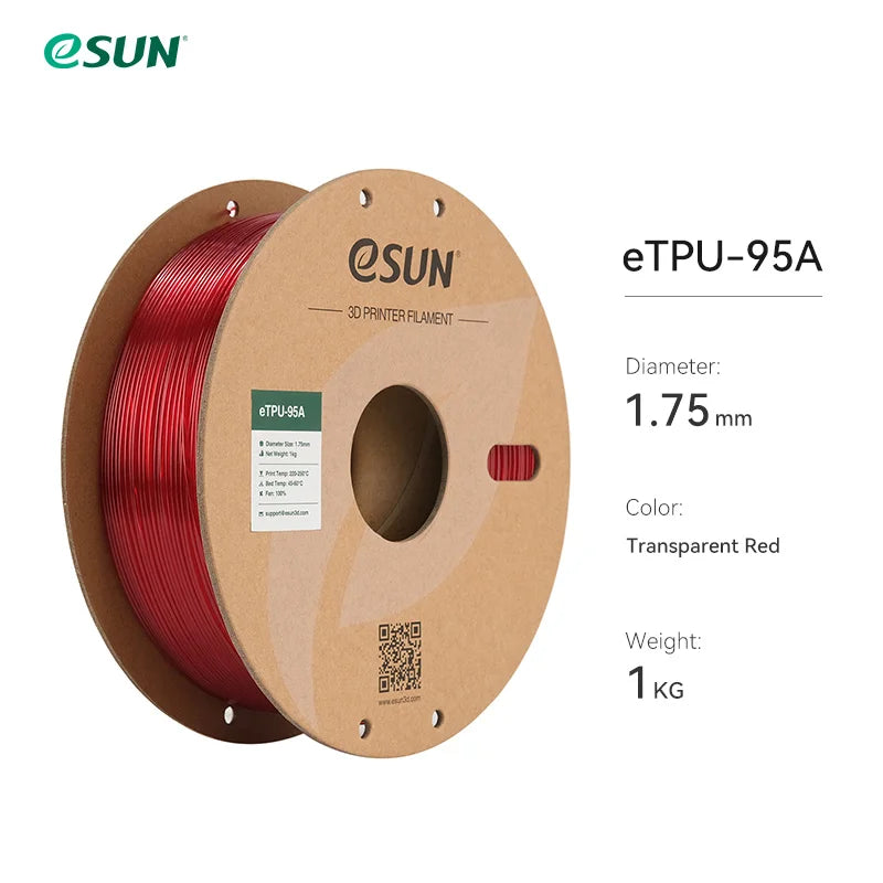 ESUN Flexible TPU Filament 1.75mm, TPU 95A 3D Printer Filament 1KG 2.2 LBS Spool 3D Printing Material For 3D Printers TPU 95A