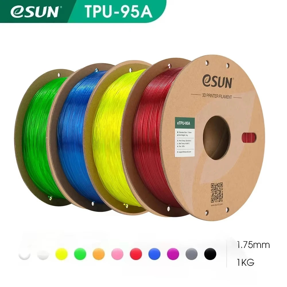 ESUN Flexible TPU Filament 1.75mm, TPU 95A 3D Printer Filament 1KG 2.2 LBS Spool 3D Printing Material For 3D Printers TPU 95A