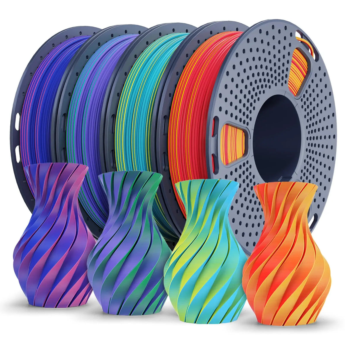 SUNLU Filament Silk PLA+/PETG/Rainbow Silk/Wood/PLA Mix Color 250g/roll 1.75mm Bundle Neatly Wound Individually Vacuum Packed
