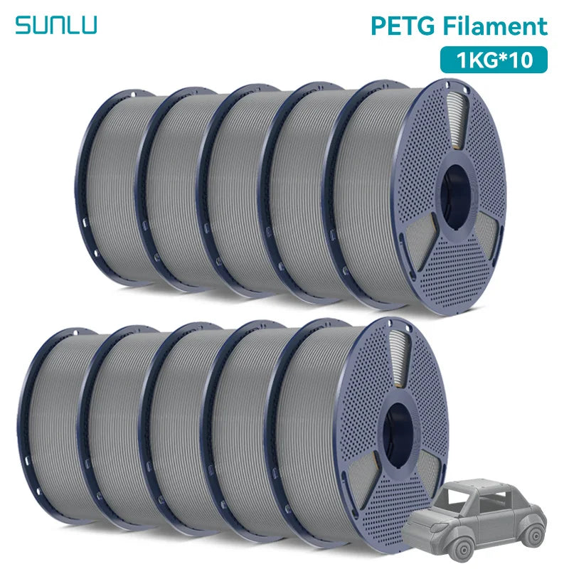 SUNLU PETG/PLA/PLA PLUS 3D Filament 1.75mm 10KG Black White Gray Tangle-Free Filament With Reusable Spool for Most FDM Printer