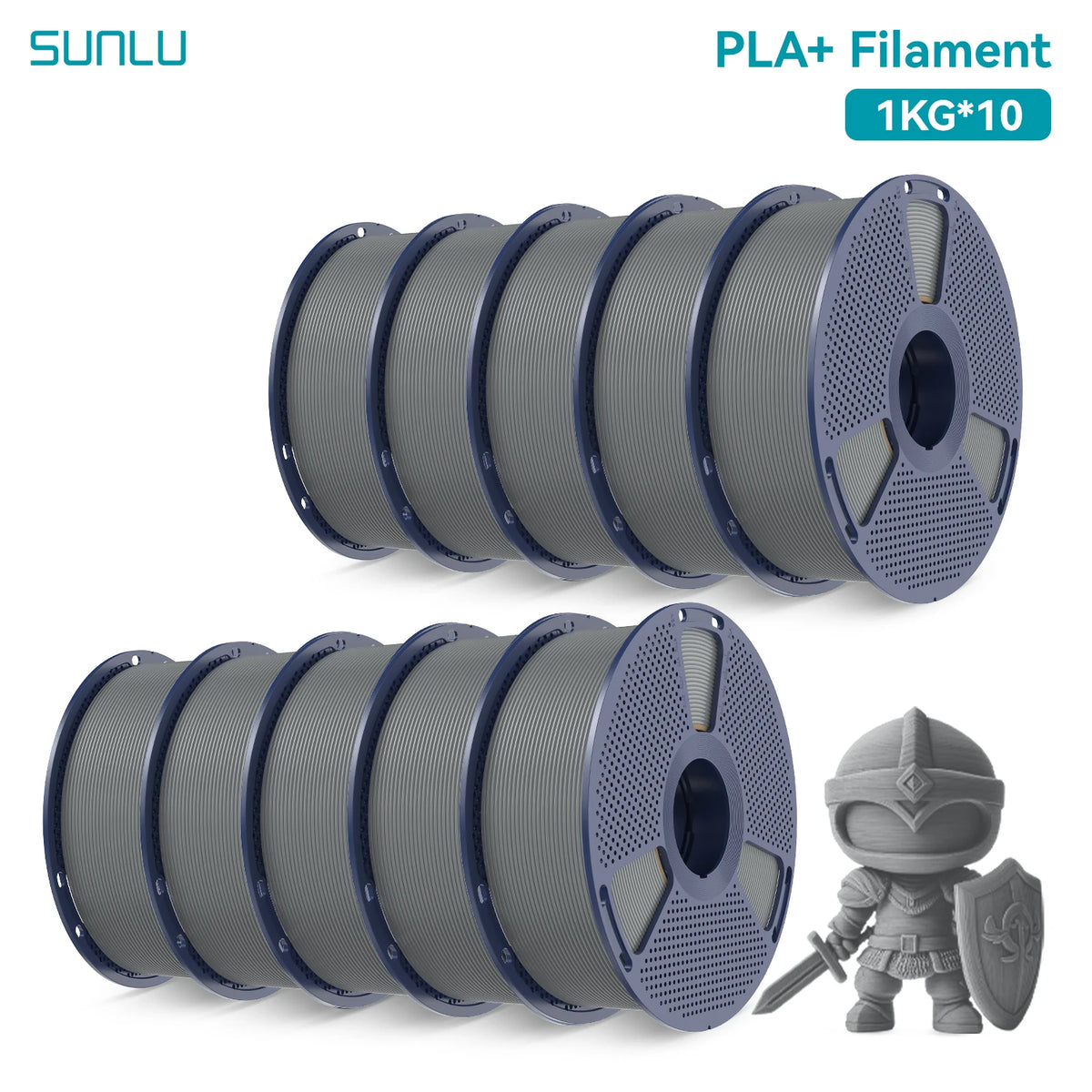 SUNLU PETG/PLA/PLA PLUS 3D Filament 1.75mm 10KG Black White Gray Tangle-Free Filament With Reusable Spool for Most FDM Printer