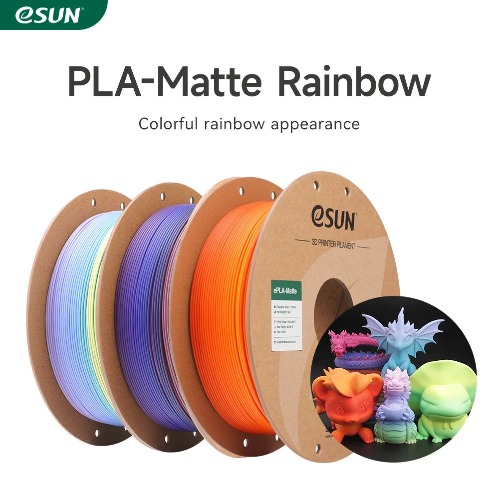 ESUN PLA 3D Printer Filament 1.75mm 1KG Rainbow Matte PLA 3D Filament for Bambu Lab Rainbow Color PLA Matte 3D Printing Material