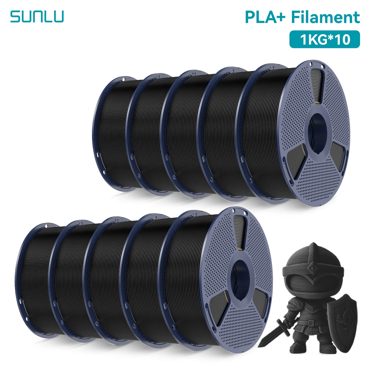 SUNLU PETG/PLA/PLA PLUS 3D Filament 1.75mm 10KG Black White Gray Tangle-Free Filament With Reusable Spool for Most FDM Printer