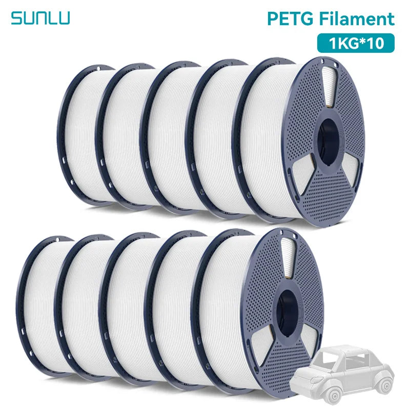 SUNLU PETG/PLA/PLA PLUS 3D Filament 1.75mm 10KG Black White Gray Tangle-Free Filament With Reusable Spool for Most FDM Printer
