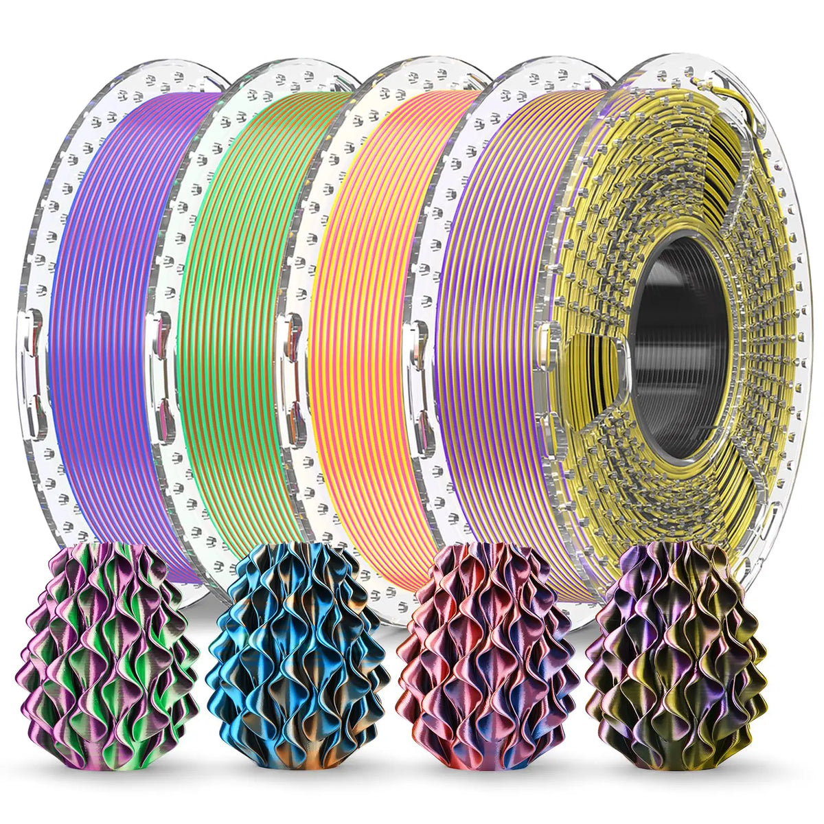 SUNLU Filament Silk PLA+/PETG/Rainbow Silk/Wood/PLA Mix Color 250g/roll 1.75mm Bundle Neatly Wound Individually Vacuum Packed