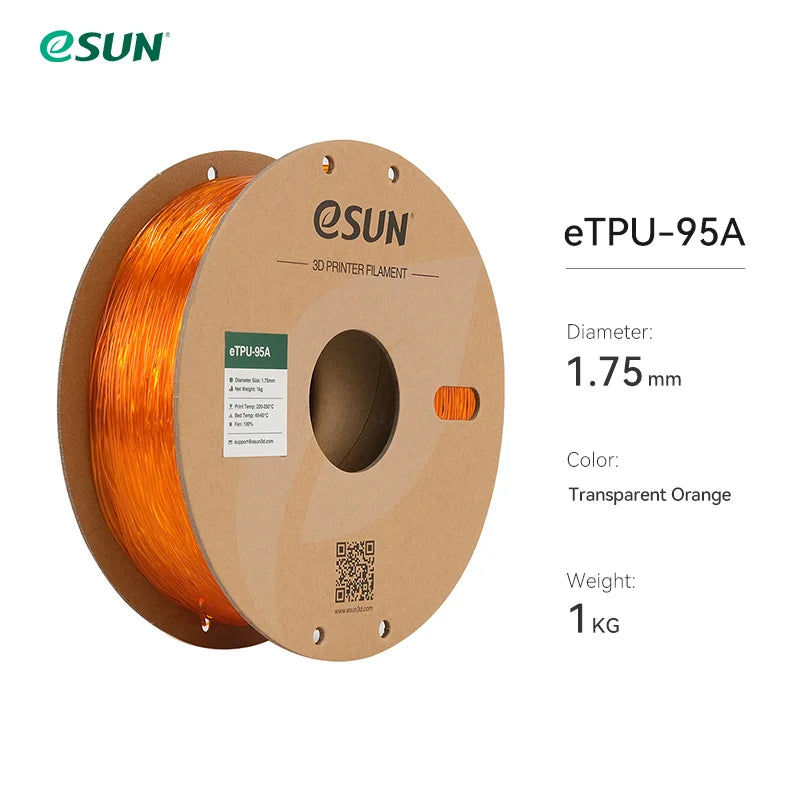ESUN Flexible TPU Filament 1.75mm, TPU 95A 3D Printer Filament 1KG 2.2 LBS Spool 3D Printing Material For 3D Printers TPU 95A