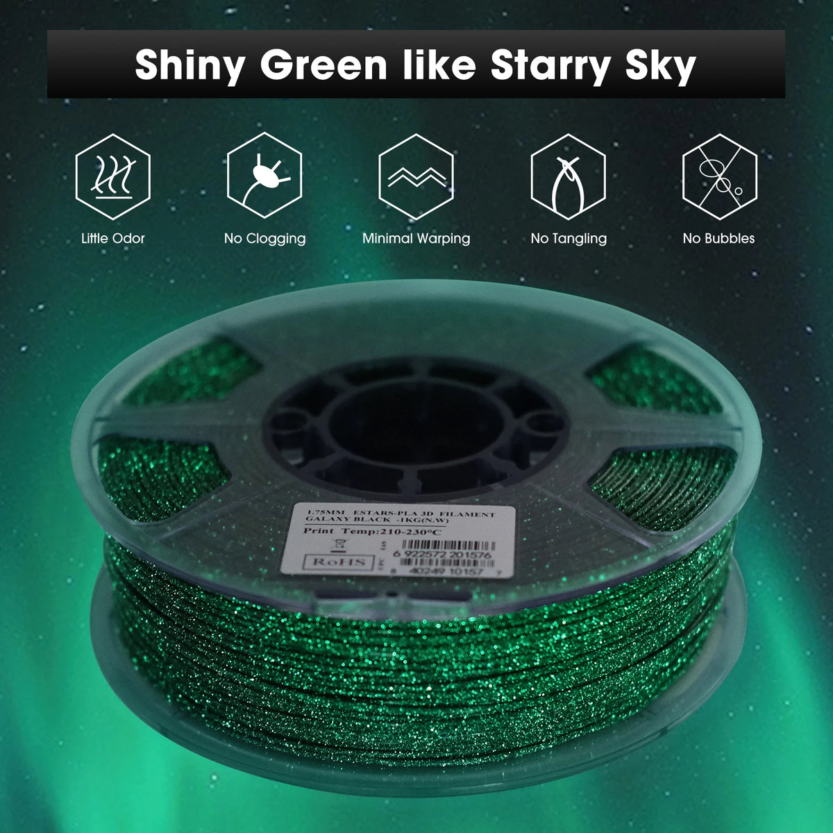 ESUN Luminous Star PLA Filament 1KG 1.75mm 3D Printer Filament Glow in the Dark 3D Filament EStars Luminous PLA Filament