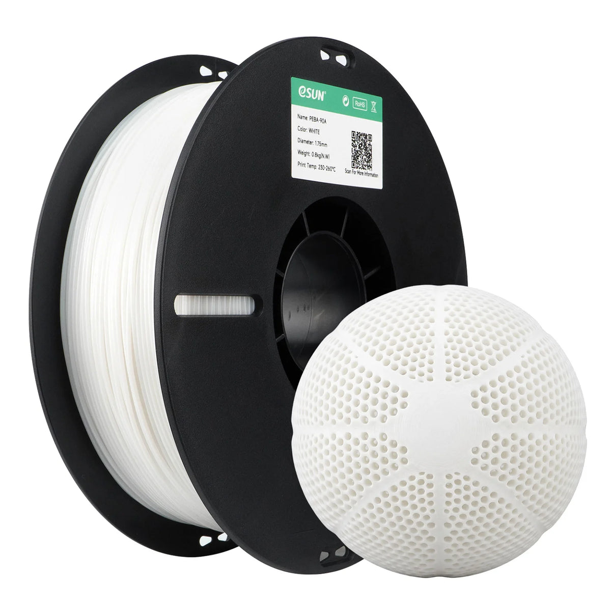 ESUN 3D Filament PEBA-90A 0.8KG 1.75mm High-elasticity PEBA 3D Printing Filament Cold Resistance Flexible PEBA-90A For Bambu Lab