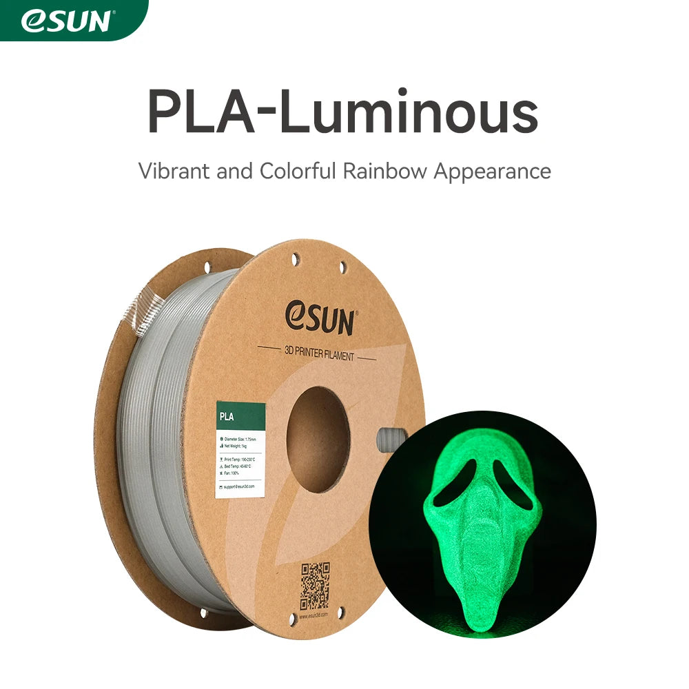 ESUN PLA Filament 1.75mm Glow in the Dark PLA 3D Printer Material 1KG Spool Luminous 3D Printing Filament for 3D Printer