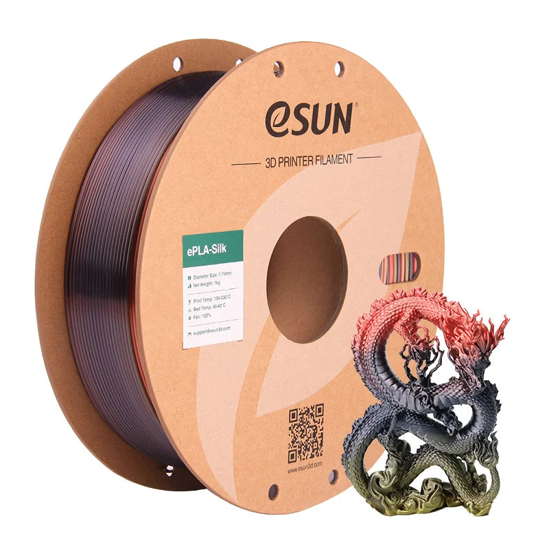 ESUN Silk PLA Filament 1.75mm Rainbow Multicolor Silk PLA 3D Printer Filament 1KG 2.2LBS Spool 3D Printing Material for 3D Print