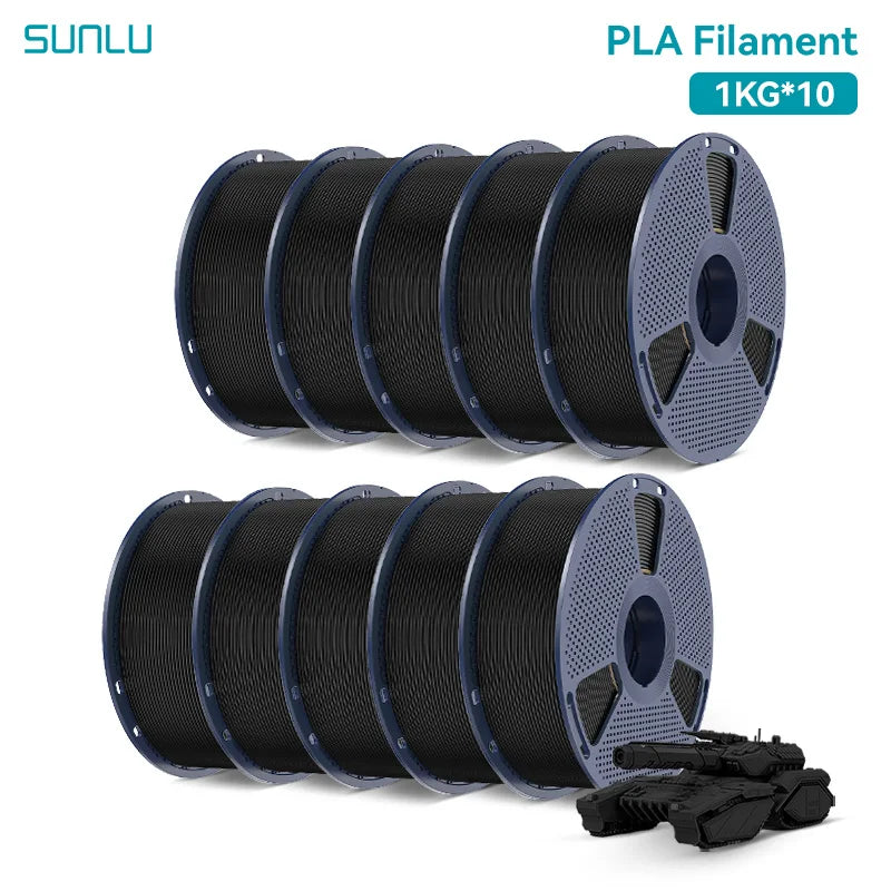 SUNLU PLA Filament 10KG 10Rolls 3D Filament 1KG/roll 1.75mm 100% Filament Lines Up Neatly For 3D Printing From US Local