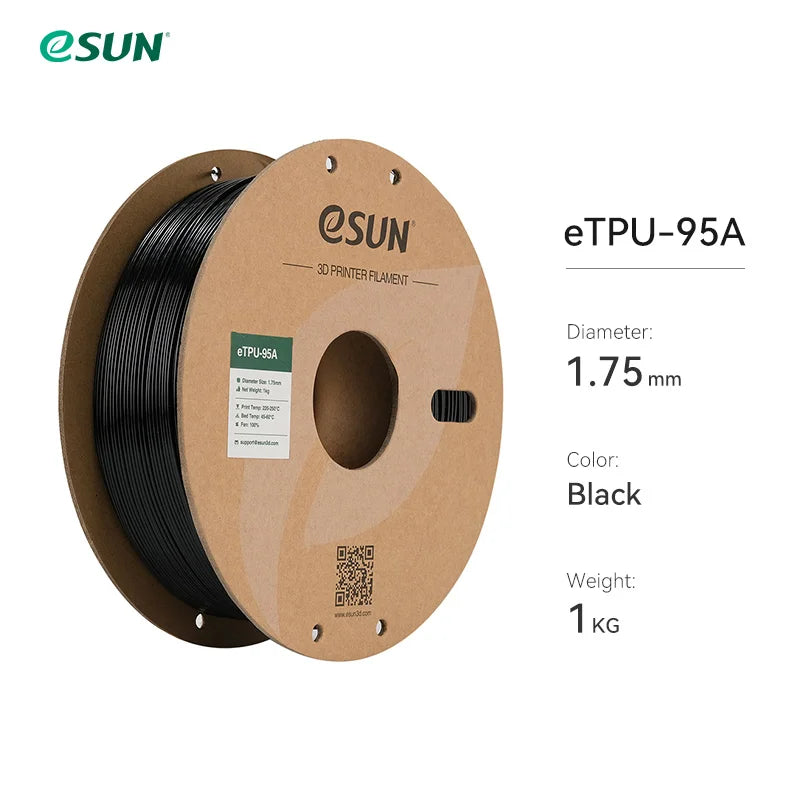 ESUN Flexible TPU Filament 1.75mm, TPU 95A 3D Printer Filament 1KG 2.2 LBS Spool 3D Printing Material For 3D Printers TPU 95A