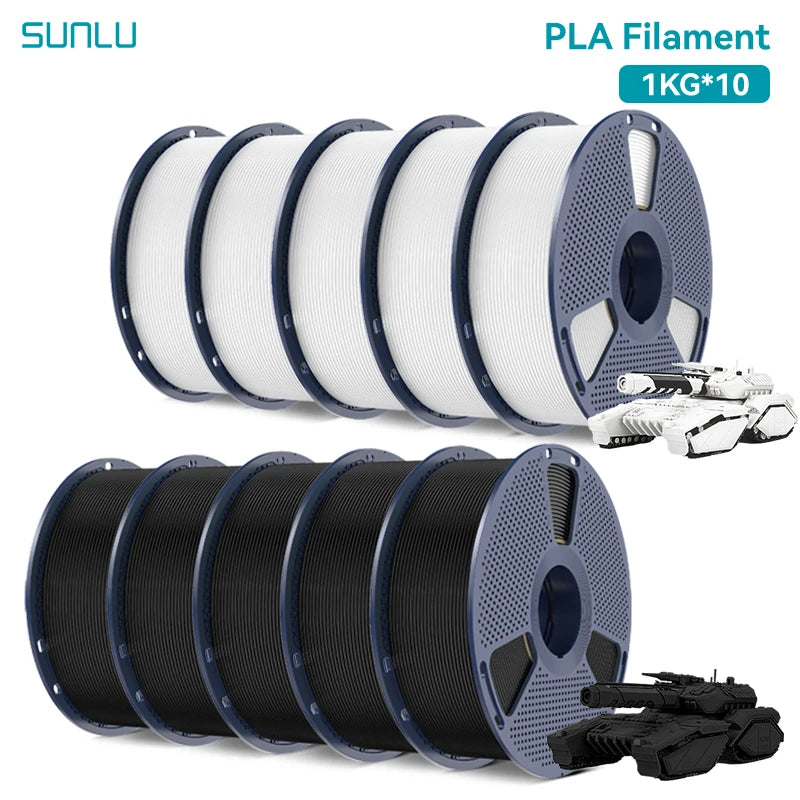 SUNLU PETG/PLA/PLA PLUS 3D Filament 1.75mm 10KG Black White Gray Tangle-Free Filament With Reusable Spool for Most FDM Printer