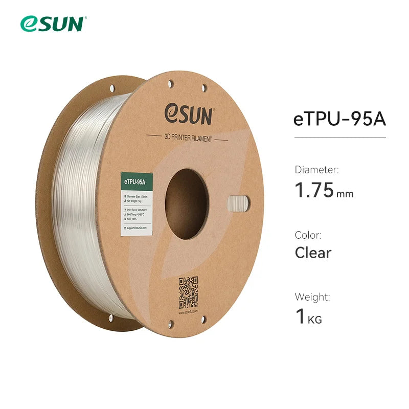 ESUN Flexible TPU Filament 1.75mm, TPU 95A 3D Printer Filament 1KG 2.2 LBS Spool 3D Printing Material For 3D Printers TPU 95A