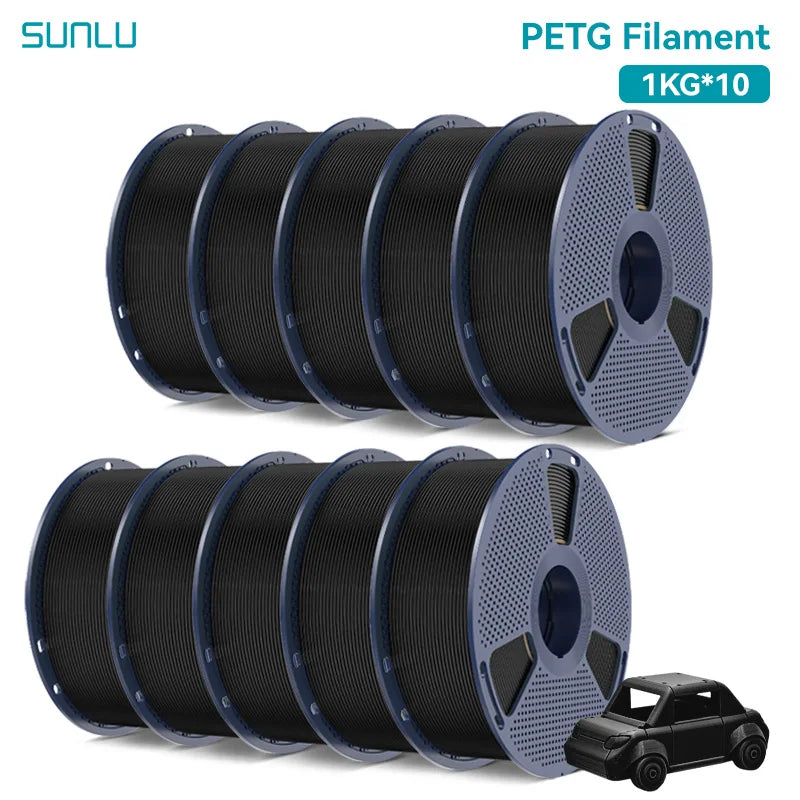 SUNLU PETG/PLA/PLA PLUS 3D Filament 1.75mm 10KG Black White Gray Tangle-Free Filament With Reusable Spool for Most FDM Printer