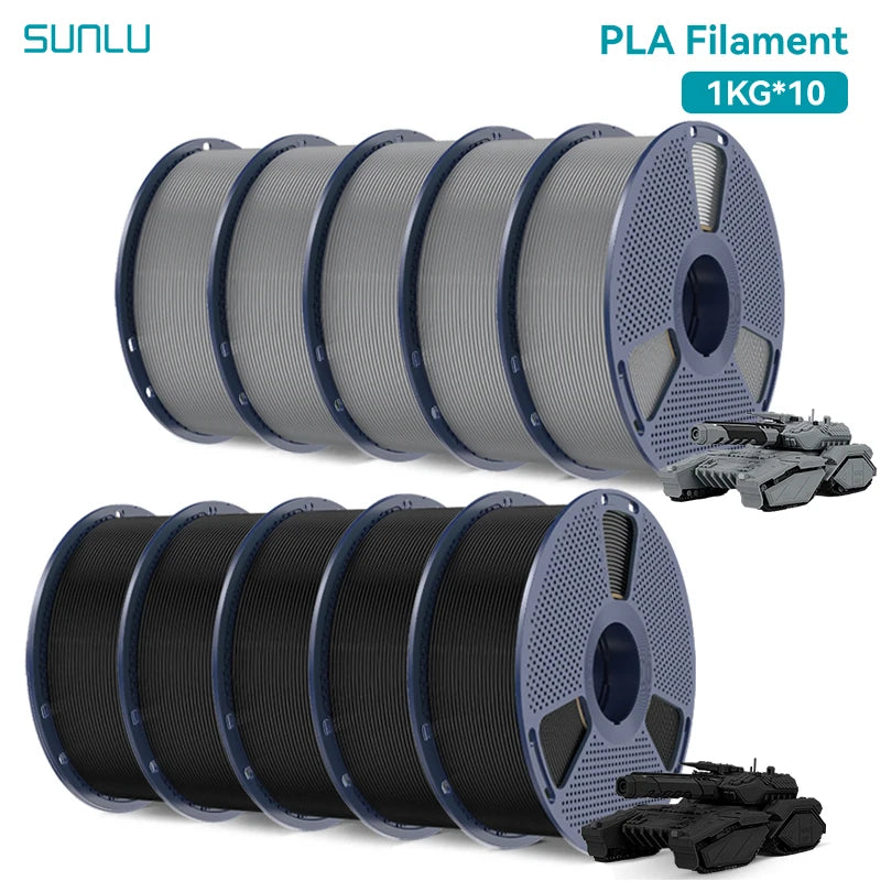 SUNLU PETG/PLA/PLA PLUS 3D Filament 1.75mm 10KG Black White Gray Tangle-Free Filament With Reusable Spool for Most FDM Printer