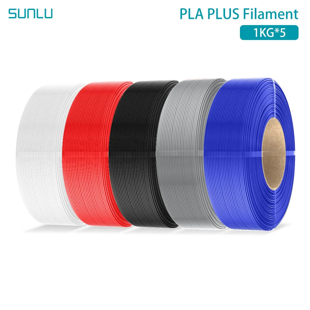 SUNLU PLA PLUS 5KG 3D Printer Filament Refill PLA+ 1.75mm 1KG,Reusable Spools Compatible With Bambu Lab A1 Printer