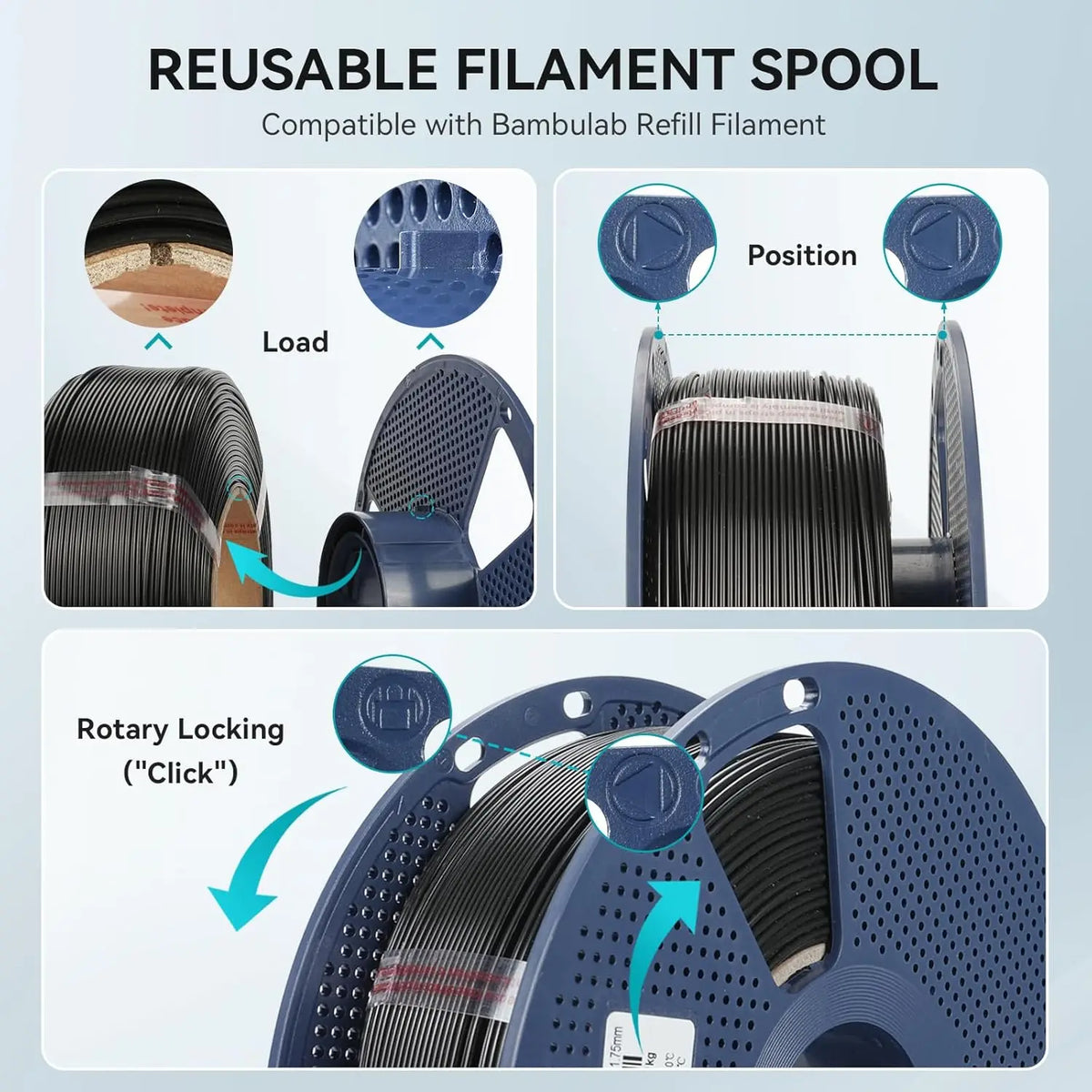SUNLU PETG/PLA/PLA PLUS 3D Filament 1.75mm 10KG Black White Gray Tangle-Free Filament With Reusable Spool for Most FDM Printer