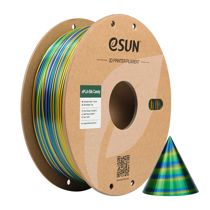 ESUN Silk Candy PLA Filament 1KG 1.75MM Silky Multicolored 3D Printer Filament Gradient Changing Silk Candy PLA 3D Filament