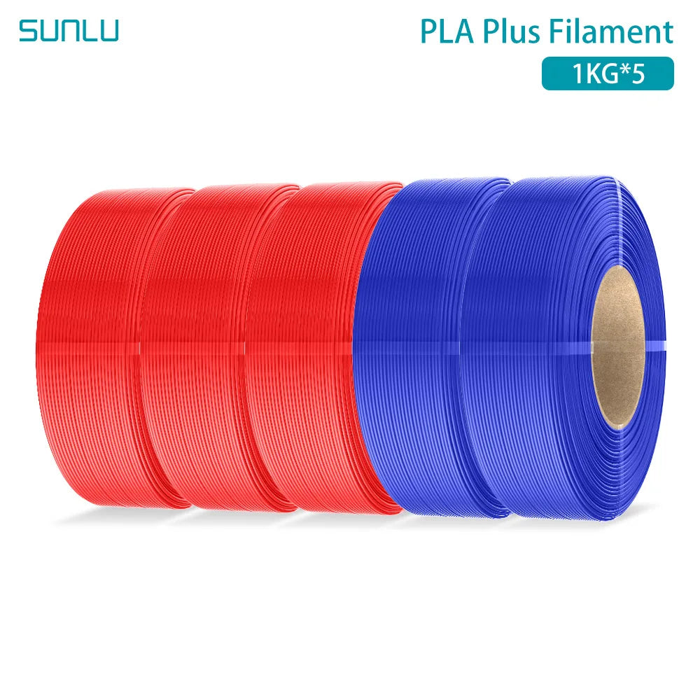 SUNLU PLA PLUS 5KG 3D Printer Filament Refill PLA+ 1.75mm 1KG,Reusable Spools Compatible With Bambu Lab A1 Printer